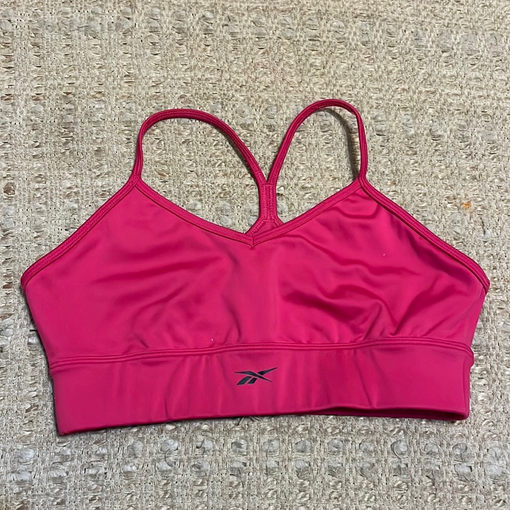 Pink reebok sports bra